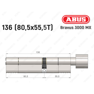 Циліндр ABUS BRAVUS 3000 MX, з тумблером, 100 мм (30х70T)