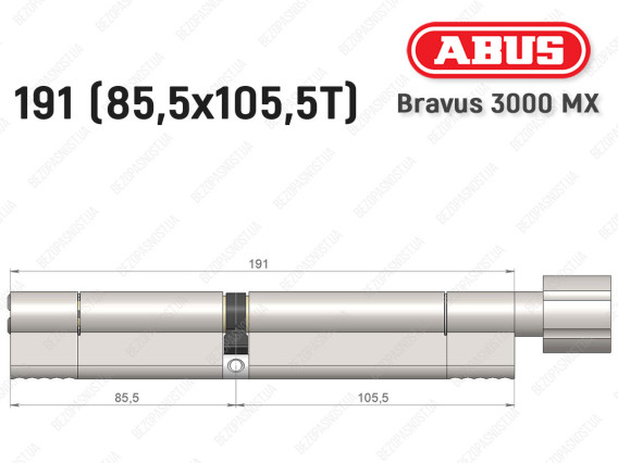 Цилиндр ABUS BRAVUS 3000 MX, ключ-тумблер, 190 мм (85х105T)