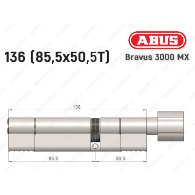 Циліндр ABUS BRAVUS 3000 MX, з тумблером, 100 мм (30х70T)