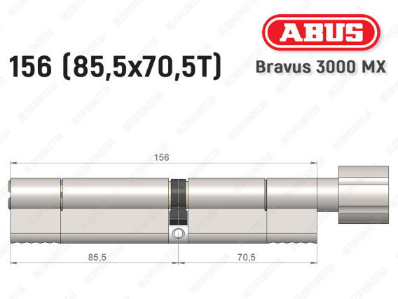 Цилиндр ABUS BRAVUS 3000 MX, ключ-тумблер, 155 мм (85х70T)