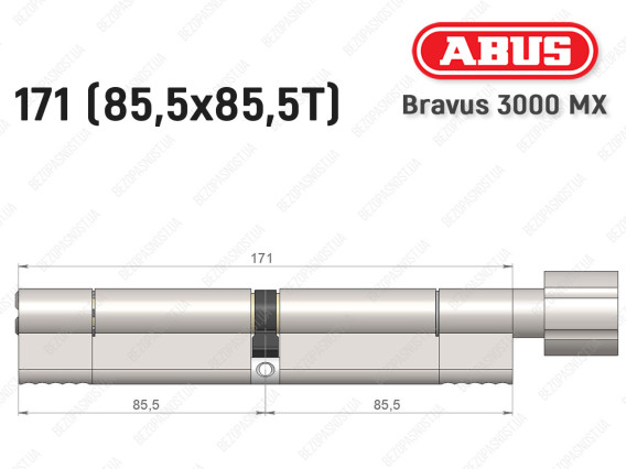 Цилиндр ABUS BRAVUS 3000 MX, ключ-тумблер, 170 мм (85х85T)
