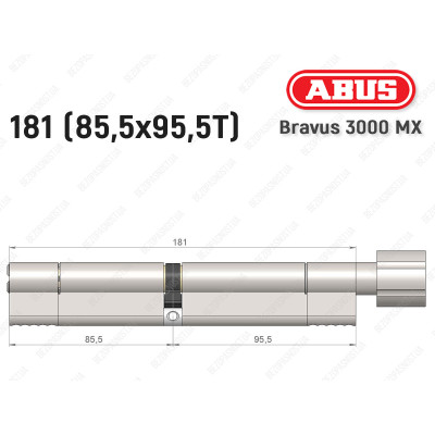 Циліндр ABUS BRAVUS 3000 MX, з тумблером, 100 мм (30х70T)
