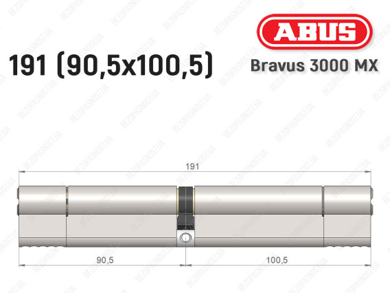 Циліндр ABUS BRAVUS 3000 MX, ключ-ключ, 190 мм (90х100)