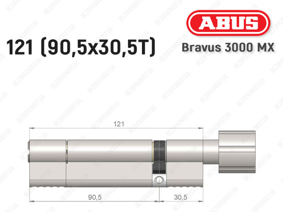 Циліндр ABUS BRAVUS 3000 MX, з тумблером, 120 мм (90х30T)