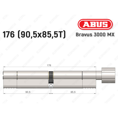Цилиндр ABUS BRAVUS 3000 MX, ключ-тумблер, 175 мм (90х85T)