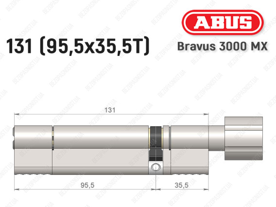 Циліндр ABUS BRAVUS 3000 MX, з тумблером, 130 мм (95х35T)