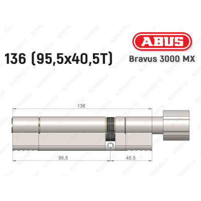 Циліндр ABUS BRAVUS 3000 MX, з тумблером, 100 мм (30х70T)