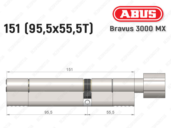 Циліндр ABUS BRAVUS 3000 MX, з тумблером, 150 мм (95х55T)