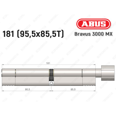 Цилиндр ABUS BRAVUS 3000 MX, ключ-тумблер, 180 мм (95х85T)