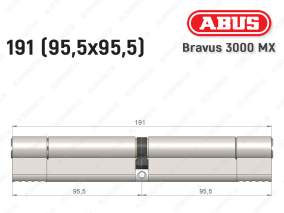 Цилиндр ABUS BRAVUS 3000 MX, ключ-ключ, 190 мм (95х95)