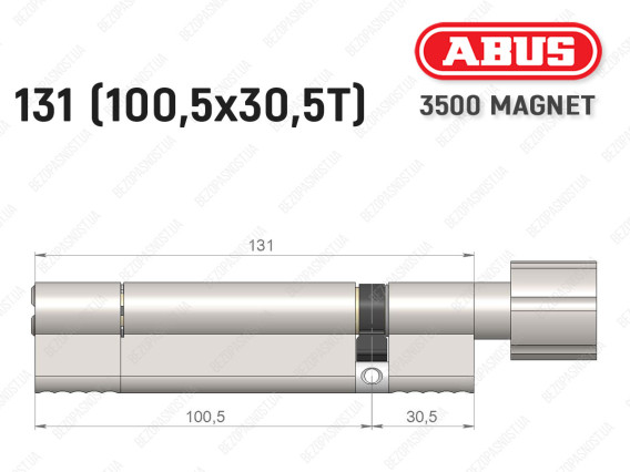 Циліндр ABUS BRAVUS MAGNET 3500 MX, з тумблером, 130 мм (100х30T)