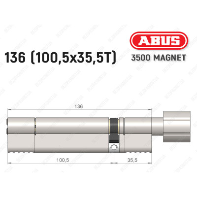 Циліндр ABUS BRAVUS MAGNET 3500 MX, з тумблером, 135 мм (100х35T)