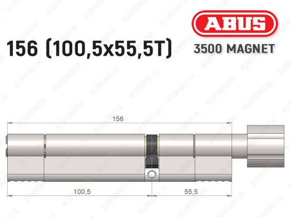 Циліндр ABUS BRAVUS MAGNET 3500 MX, з тумблером, 155 мм (100х55T)