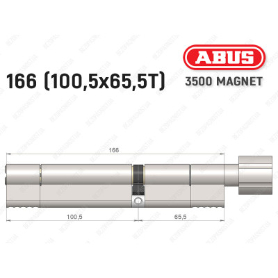 Цилиндр ABUS BRAVUS MAGNET 3500 MX, с тумблером, 165 мм (100х65T)