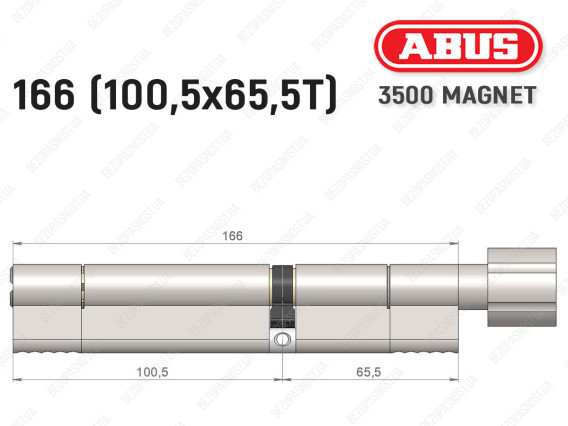Циліндр ABUS BRAVUS MAGNET 3500 MX, з тумблером, 165 мм (100х65T)