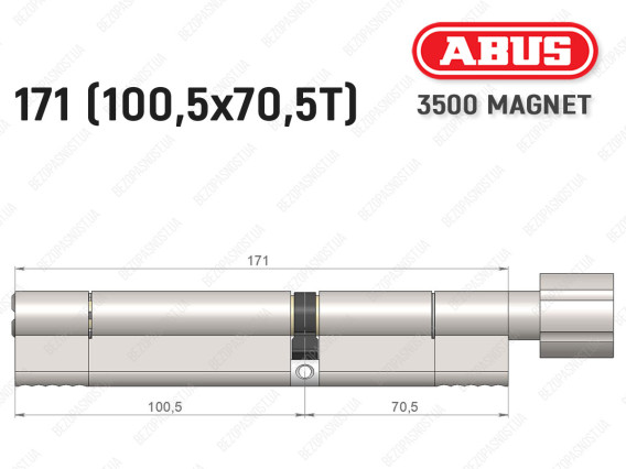 Циліндр ABUS BRAVUS MAGNET 3500 MX, з тумблером, 170 мм (100х70T)