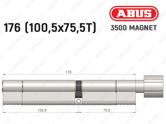 Цилиндр ABUS BRAVUS MAGNET 3500 MX, с тумблером, 175 мм (100х75T)
