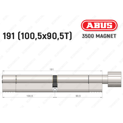 Циліндр ABUS BRAVUS MAGNET 3500 MX, з тумблером, 190 мм (100х90T)