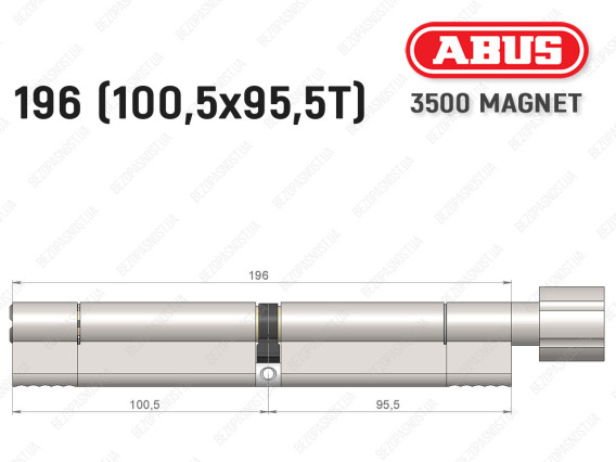 Цилиндр ABUS BRAVUS MAGNET 3500 MX, с тумблером, 195 мм (100х95T)