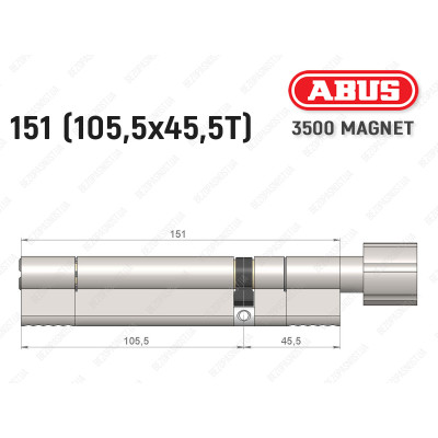Циліндр ABUS BRAVUS MAGNET 3500 MX, з тумблером, 150 мм (105х45T)
