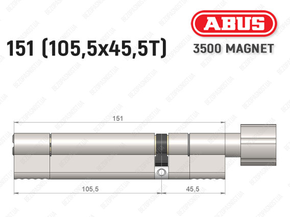 Цилиндр ABUS BRAVUS MAGNET 3500 MX, с тумблером, 150 мм (105х45T)