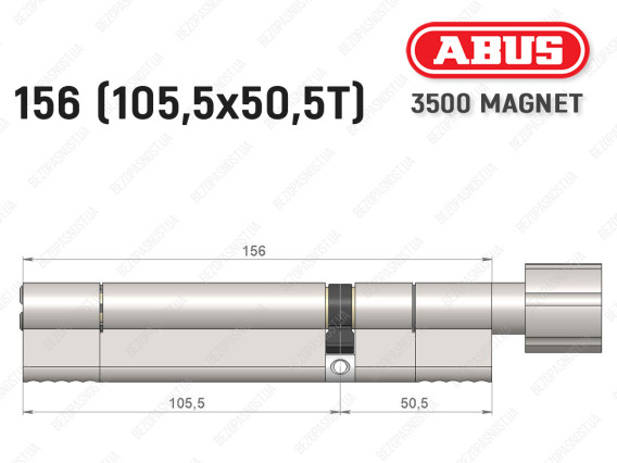 Циліндр ABUS BRAVUS MAGNET 3500 MX, з тумблером, 155 мм (105х50T)