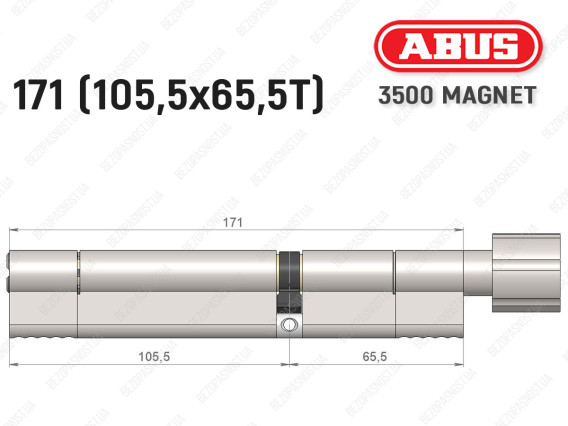 Цилиндр ABUS BRAVUS MAGNET 3500 MX, с тумблером, 170 мм (105х65T)