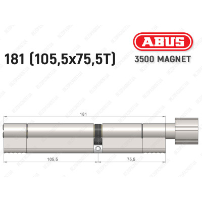 Цилиндр ABUS BRAVUS MAGNET 3500 MX, с тумблером, 180 мм (105х75T)