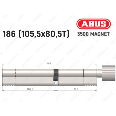 Цилиндр ABUS BRAVUS MAGNET 3500 MX, с тумблером, 185 мм (105х80T)