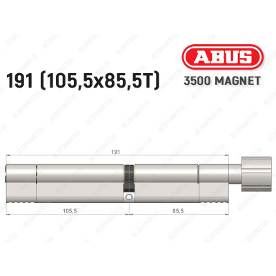 Циліндр ABUS BRAVUS MAGNET 3500 MX, з тумблером, 190 мм (105х85T)
