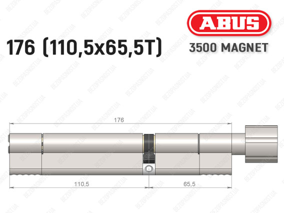 Циліндр ABUS BRAVUS MAGNET 3500 MX, з тумблером, 175 мм (110х65T)