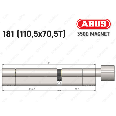 Цилиндр ABUS BRAVUS MAGNET 3500 MX, с тумблером, 180 мм (110х70T)