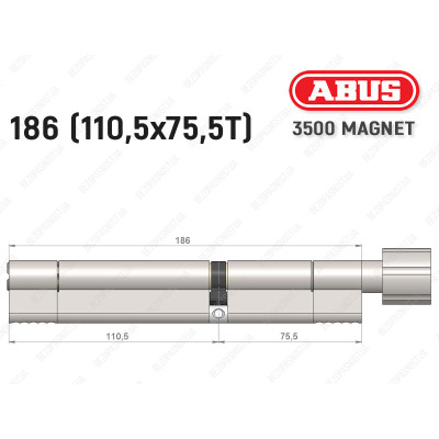 Цилиндр ABUS BRAVUS MAGNET 3500 MX, с тумблером, 185 мм (110х75T)