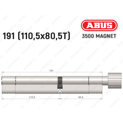 Циліндр ABUS BRAVUS MAGNET 3500 MX, з тумблером, 190 мм (110х80T)