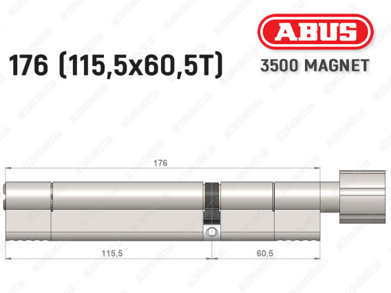 Цилиндр ABUS BRAVUS MAGNET 3500 MX, с тумблером, 175 мм (115х60T)