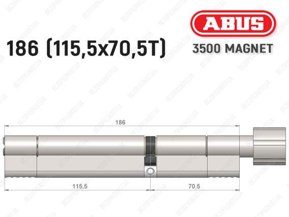 Циліндр ABUS BRAVUS MAGNET 3500 MX, з тумблером, 185 мм (115х70T)