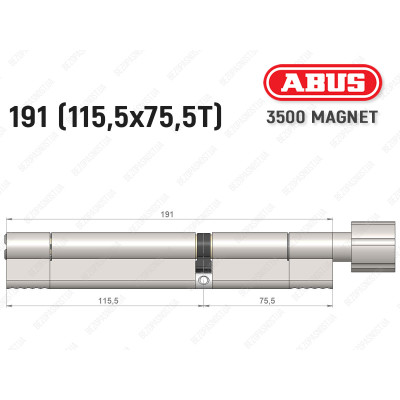 Циліндр ABUS BRAVUS MAGNET 3500 MX, з тумблером, 190 мм (115х75T)