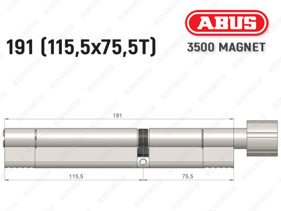 Цилиндр ABUS BRAVUS MAGNET 3500 MX, с тумблером, 190 мм (115х75T)