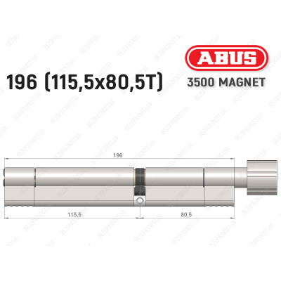 Циліндр ABUS BRAVUS MAGNET 3500 MX, з тумблером, 195 мм (115х80T)