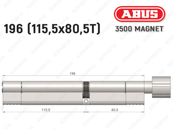 Цилиндр ABUS BRAVUS MAGNET 3500 MX, с тумблером, 195 мм (115х80T)