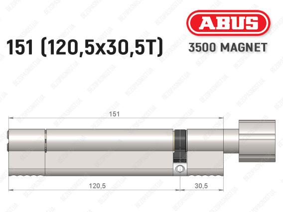 Циліндр ABUS BRAVUS MAGNET 3500 MX, з тумблером, 150 мм (120х30T)