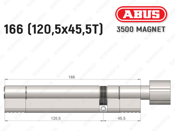 Цилиндр ABUS BRAVUS MAGNET 3500 MX, с тумблером, 165 мм (120х45T)