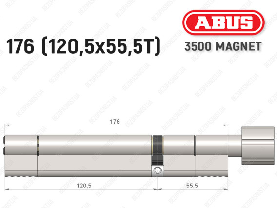 Циліндр ABUS BRAVUS MAGNET 3500 MX, з тумблером, 175 мм (120х55T)