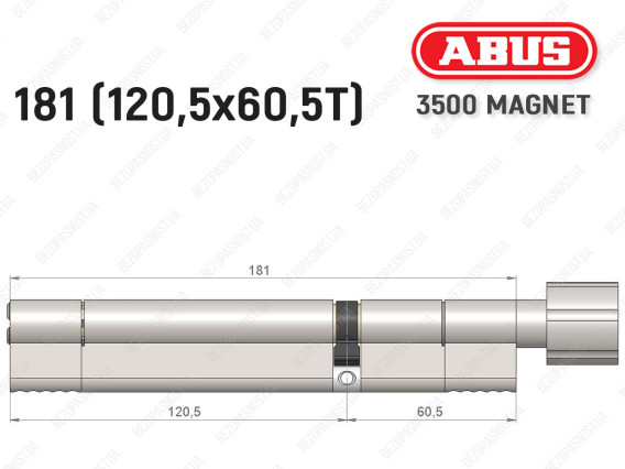 Циліндр ABUS BRAVUS MAGNET 3500 MX, з тумблером, 180 мм (120х60T)