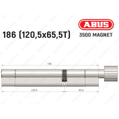Цилиндр ABUS BRAVUS MAGNET 3500 MX, с тумблером, 185 мм (120х65T)