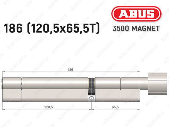 Циліндр ABUS BRAVUS MAGNET 3500 MX, з тумблером, 185 мм (120х65T)
