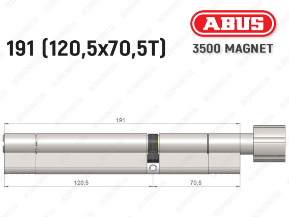 Циліндр ABUS BRAVUS MAGNET 3500 MX, з тумблером, 190 мм (120х70T)
