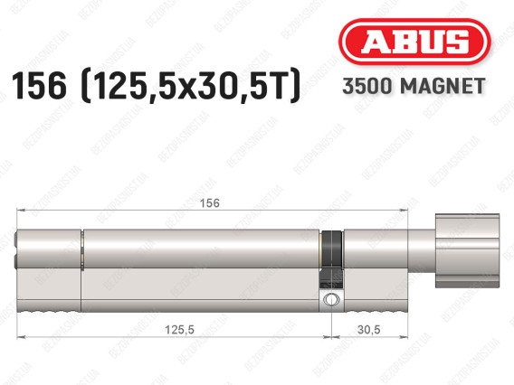 Цилиндр ABUS BRAVUS MAGNET 3500 MX, с тумблером, 155 мм (125х30T)