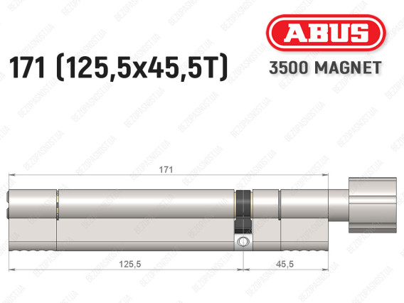 Цилиндр ABUS BRAVUS MAGNET 3500 MX, с тумблером, 170 мм (125х45T)