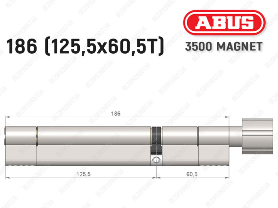 Цилиндр ABUS BRAVUS MAGNET 3500 MX, с тумблером, 185 мм (125х60T)